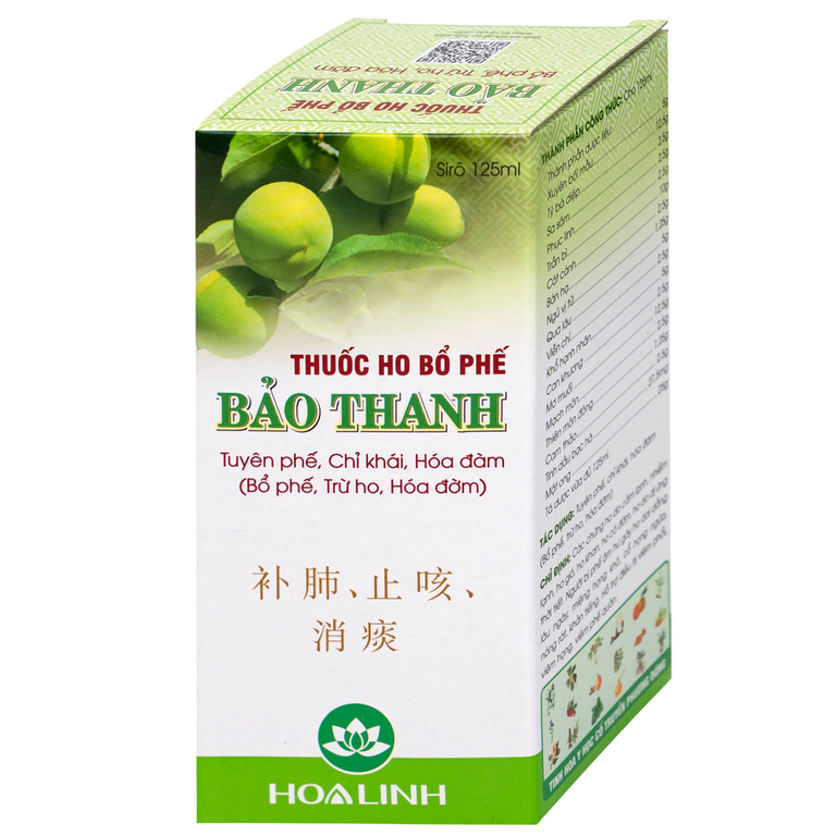 Siro ho Bảo Thanh điều trị các chứng ho, viêm phổi (125ml) 