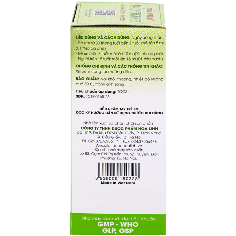 Siro ho Bảo Thanh điều trị các chứng ho, viêm phổi (125ml) 