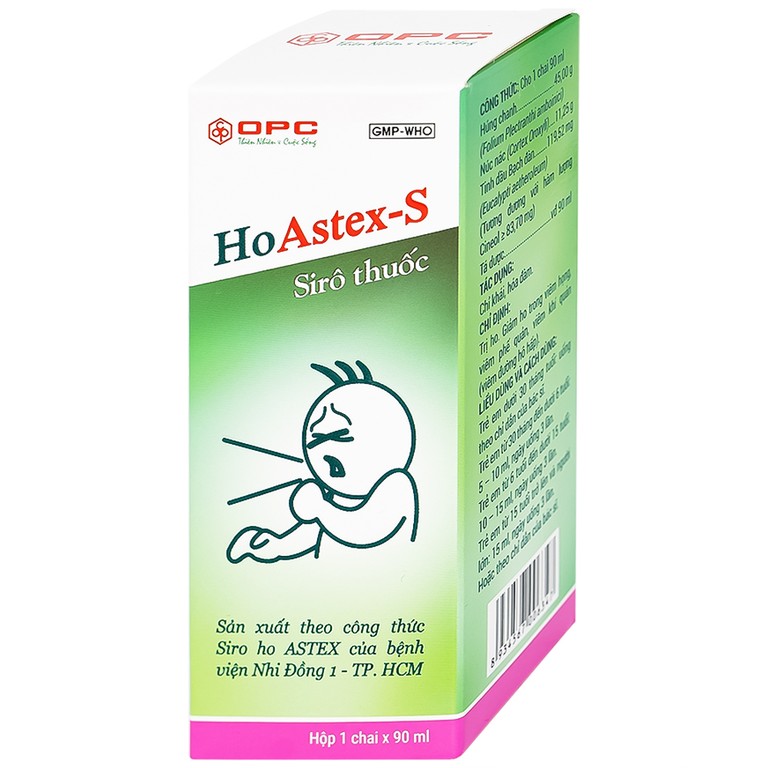 Siro HoAstex-S 90ml OPC dùng trị ho, giảm ho trong viêm họng, viêm phế quản