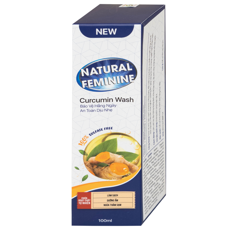 Dung dịch vệ sinh phụ nữ Natural Feminine Curcumin Wash giúp làm sạch, khử mùi vùng kín (100ml)