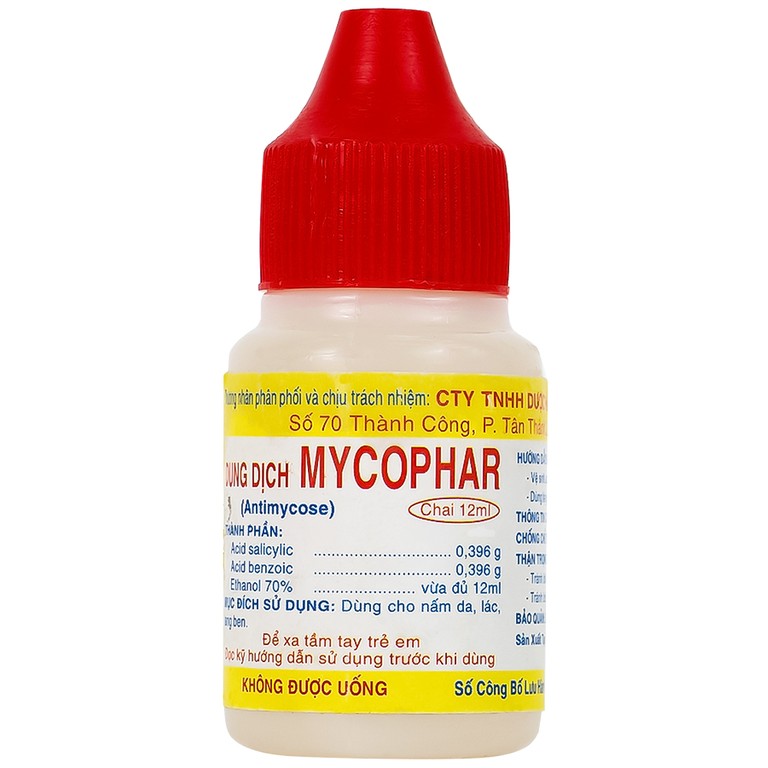 Dung dịch bôi da Mycophar 12ml Nam Việt dùng cho nấm da, lác, lang ben