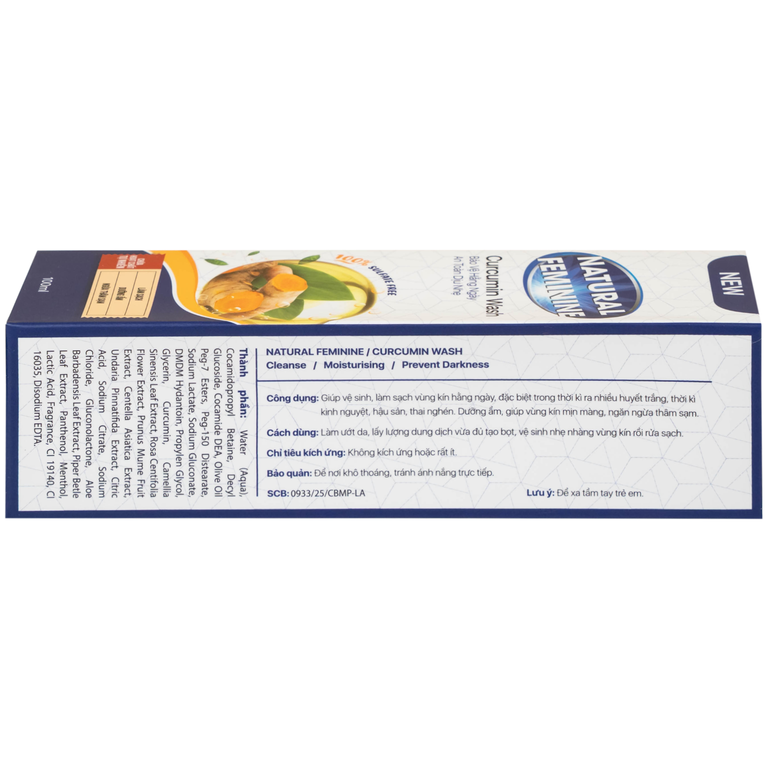 Dung dịch vệ sinh phụ nữ Natural Feminine Curcumin Wash giúp làm sạch, khử mùi vùng kín (100ml)