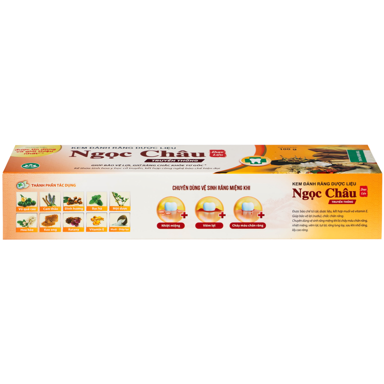 Kem đánh răng dược liệu Ngọc Châu bảo vệ lợi, chắc răng, làm bền thành mạch, chống tụt lợi, chảy máu chân răng (100g)