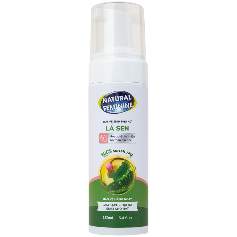 Dung dịch vệ sinh phụ nữ dạng bọt Natural Feminine làm sạch, không gây khô rát kích ứng (160ml)