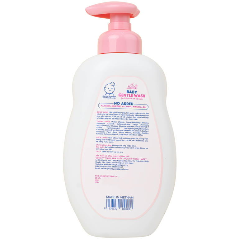Sữa tắm gội em bé Gentle Wash 500ml La Beauty giảm và ngăn ngừa rôm sảy, hăm da 