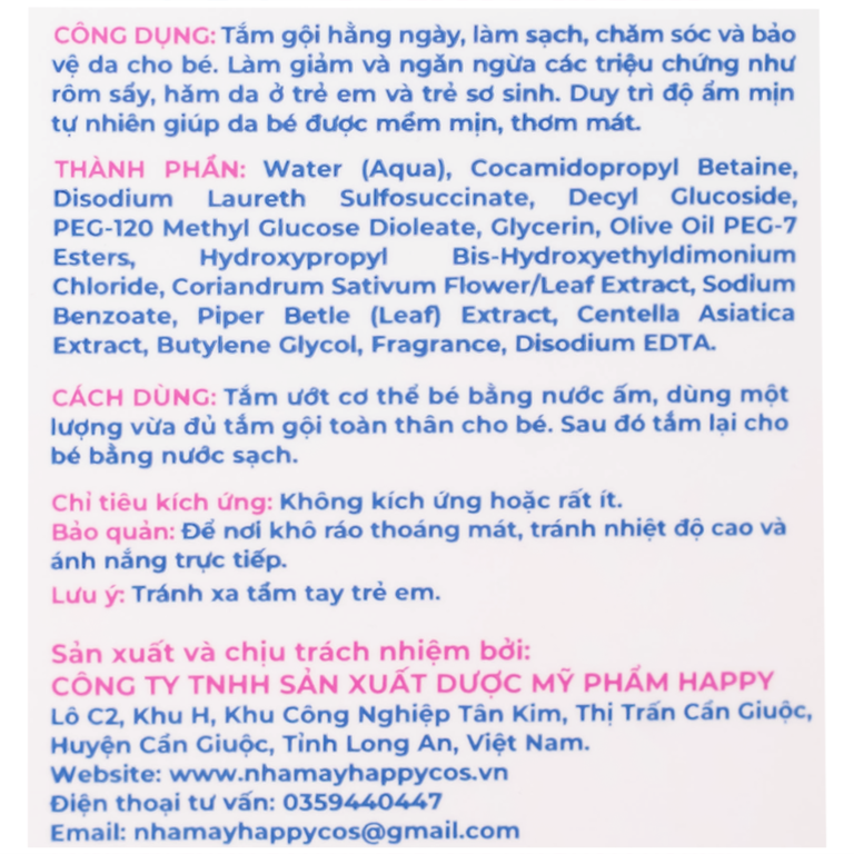 Sữa tắm gội em bé Gentle Wash 500ml La Beauty giảm và ngăn ngừa rôm sảy, hăm da 