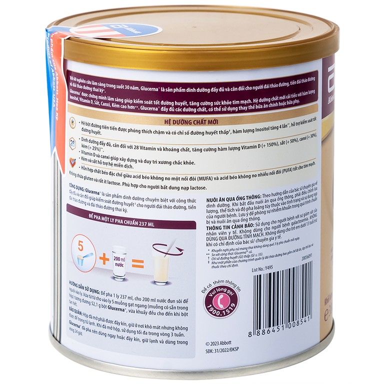 Sữa bột Glucerna Abbott bổ sung dinh dưỡng đặc biệt cho người đái tháo đường (380g)