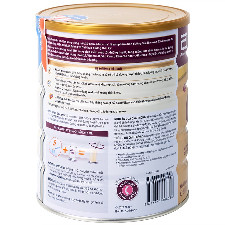 Sữa bột Glucerna Abbott bổ sung dinh dưỡng đặc biệt cho người đái tháo đường (800g)
