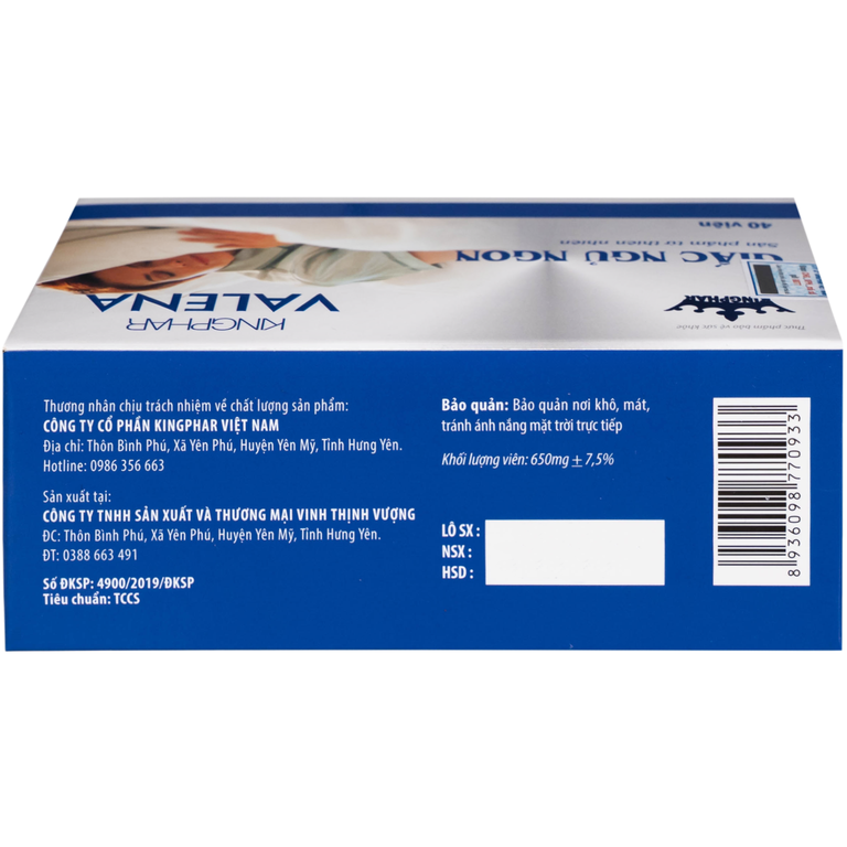 Viên uống Valena Kingphar giúp an thần, hỗ trợ dễ ngủ (4 vỉ x 10 viên)