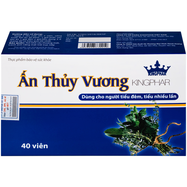 Viên uống Ấn Thủy Vương Kingphar bổ thận, giảm tiêu đêm, tiểu ngày nhiều lần (4 vỉ x 10 viên)
