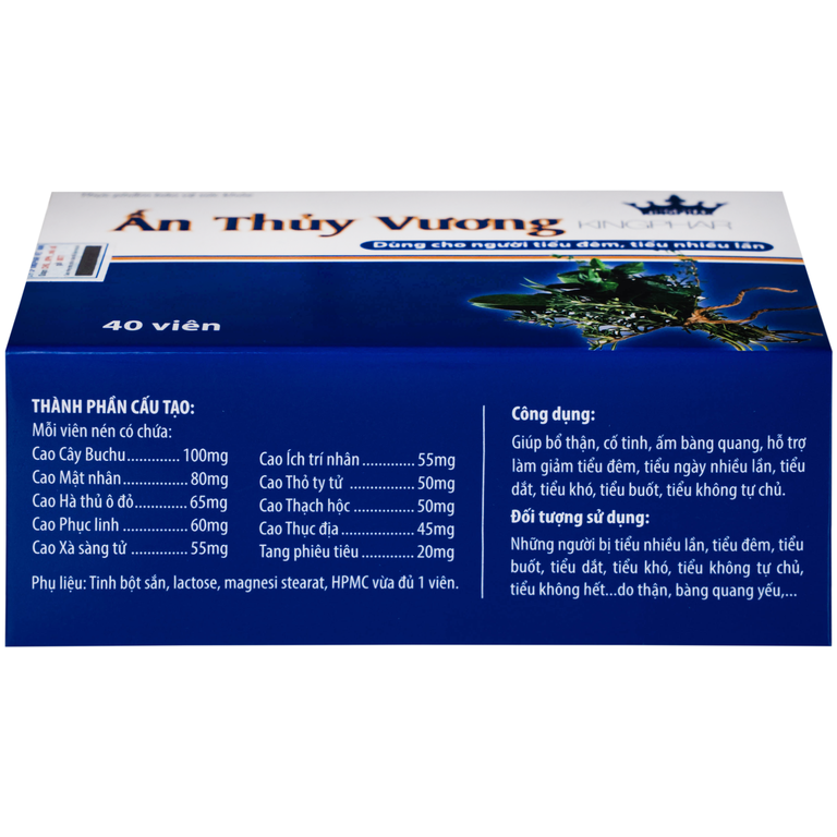 Viên uống Ấn Thủy Vương Kingphar bổ thận, giảm tiêu đêm, tiểu ngày nhiều lần (4 vỉ x 10 viên)