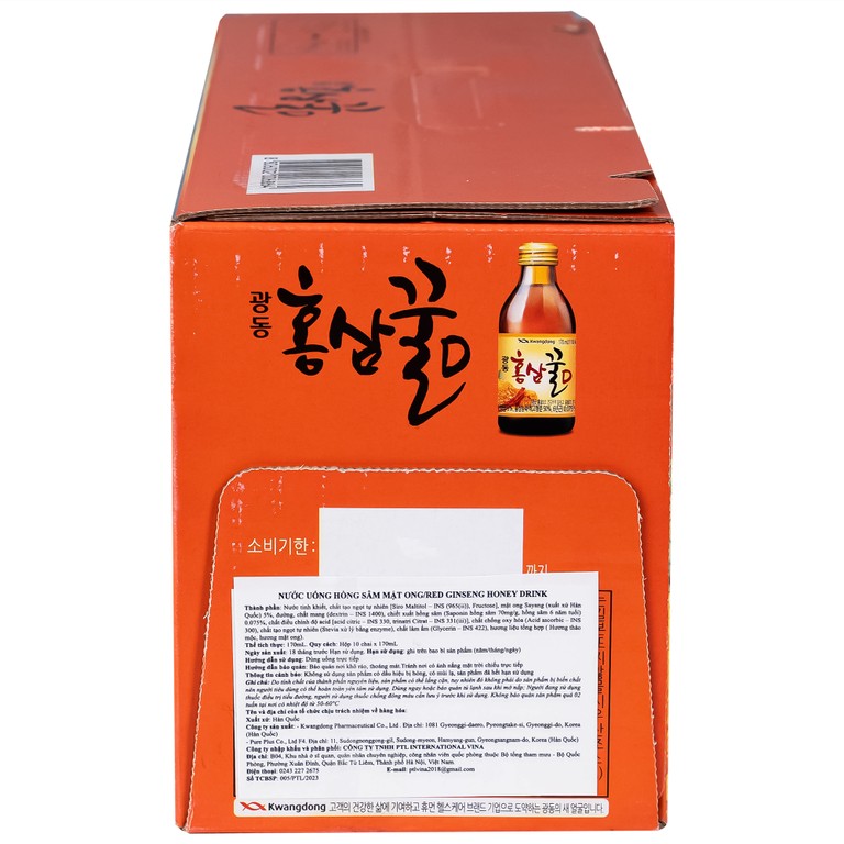 Nước Hồng Sâm Mật Ong Kwangdong (10 chai x 170ml)