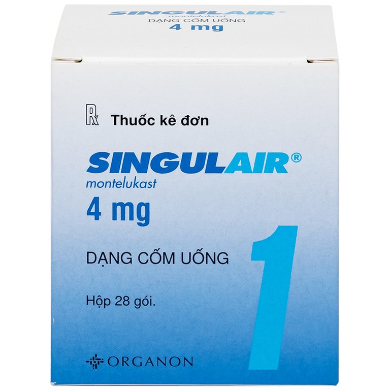 Thuốc Singulair 4mg Organon phòng và điều trị hen phế quản mạn tính (28 gói)