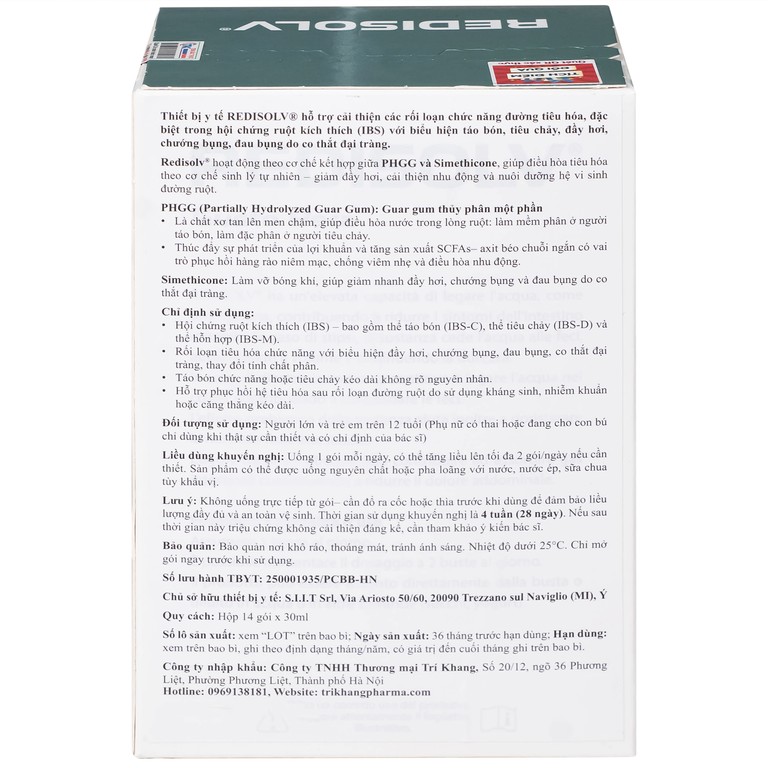Gel Redisolv Aurora hỗ trợ điều trị hội chứng ruột kích thích (IBS), co thắt đại tràng, giảm triệu chứng tiêu chảy, đầy hơi, chướng bụng, rối loạn phân (14 gói)