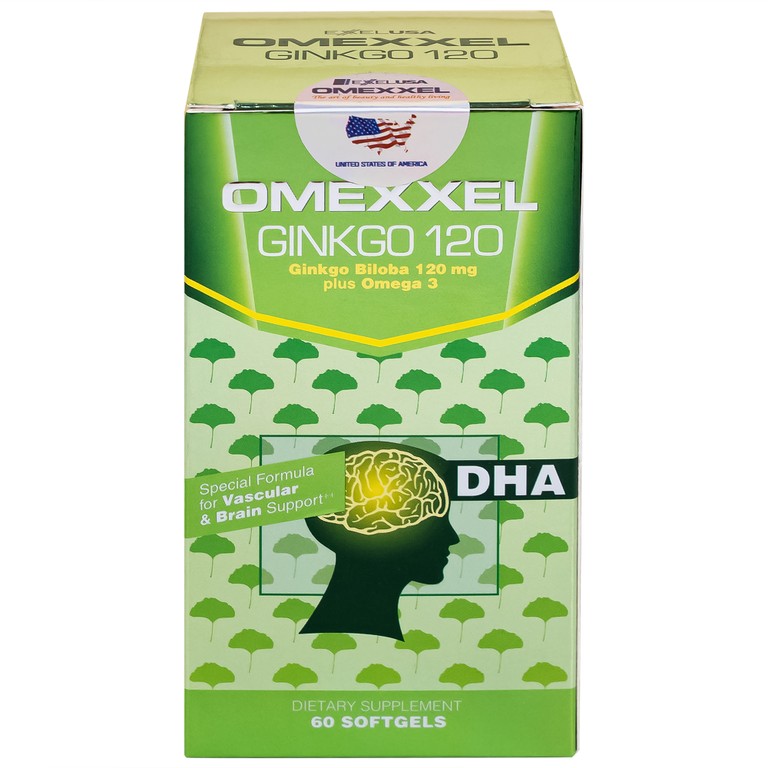 Viên uống Omexxel Ginkgo 120 hỗ trợ tăng cường tuần hoàn máu não, tốt cho tim mạch (60 viên)