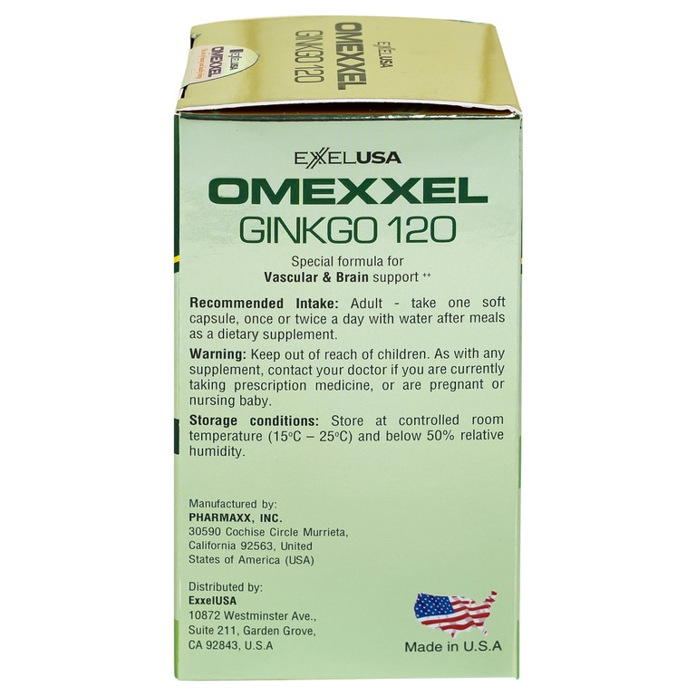 Viên uống Omexxel Ginkgo 120 hỗ trợ tăng cường tuần hoàn máu não, tốt cho tim mạch (60 viên)
