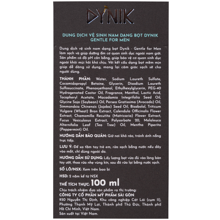 Dung dịch vệ sinh nam giới Dynik Gentle For Men làm sạch, ngăn mùi (100ml)