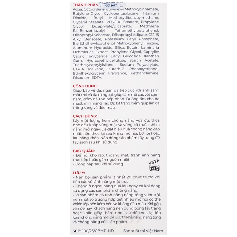 Kem chống nắng nâng tông nhẹ Sắc Ngọc Khang SPF 50+ PA++++ (50g)