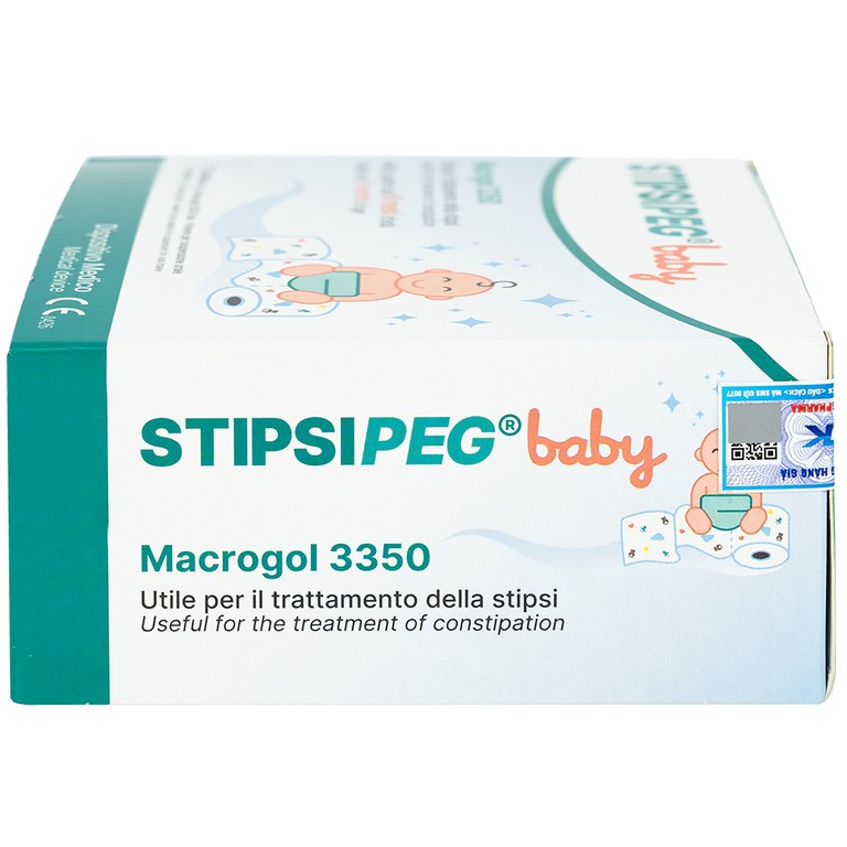 Bột nhuận tràng Stipsipeg Baby Macrogol 3350 giảm táo bón cho trẻ từ 6 tháng tuổi (20 gói x 5g)