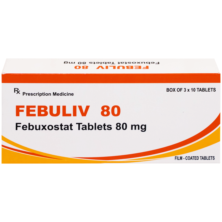 Thuốc Febuliv 80mg RV điều trị tăng acid uric huyết mạn tính (3 vỉ x 10 viên)
