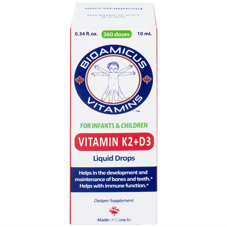 Dung dịch Biomicus For Infants And Children Vitamin K2 And D3 hỗ trợ tốt cho xương, răng của bé (10ml)