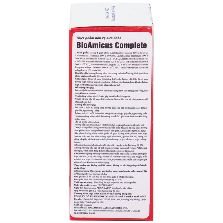 Dung dịch Bioamicus Complete 10ml hỗ trợ cải thiện hệ vi sinh đường ruột, giảm rối loạn tiêu hóa (10ml)