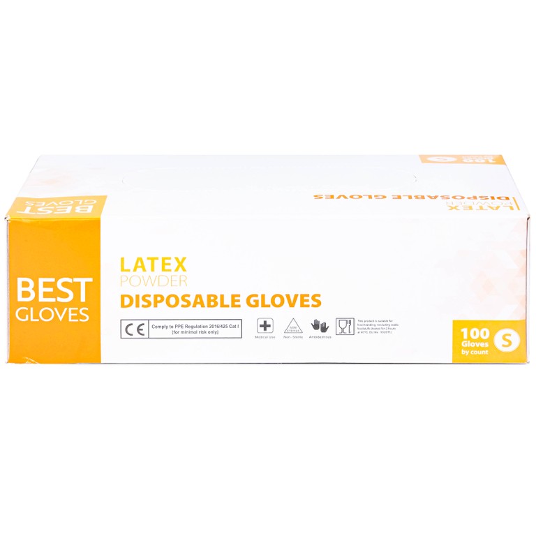 Găng tay cao su y tế có bột phủ Latex Powder Disposable Best Gloves size S (100 cái)