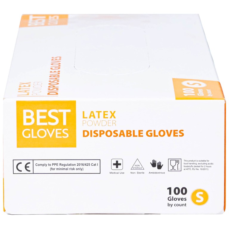 Găng tay cao su y tế có bột phủ Latex Powder Disposable Best Gloves size S (100 cái)