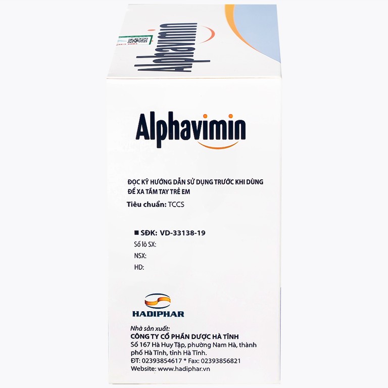 Thuốc Alphavimin 10ml Hadiphar bổ sung vitamin trong thời kỳ dưỡng bệnh, chế độ ăn đặc biệt (20 ống)