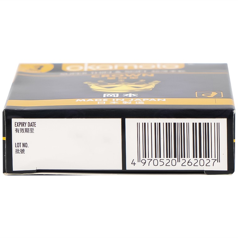 Bao cao su Okamoto Crown kích cỡ nhỏ, siêu mỏng, mềm mại dùng để phòng tránh thai và ngăn ngừa HIV (3 cái)