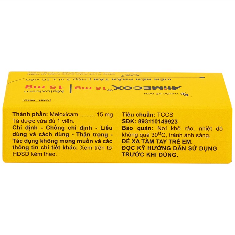 Thuốc Atimecox 15mg An Thiên giảm các dấu hiệu và triệu chứng của viêm xương khớp (3 vỉ x 10 viên)