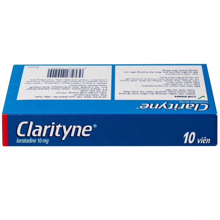 Thuốc Clarityne 10mg Bayer giảm các triệu chứng do viêm mũi dị ứng và mày đay mạn tính vô căn (1 vỉ x 10 viên)