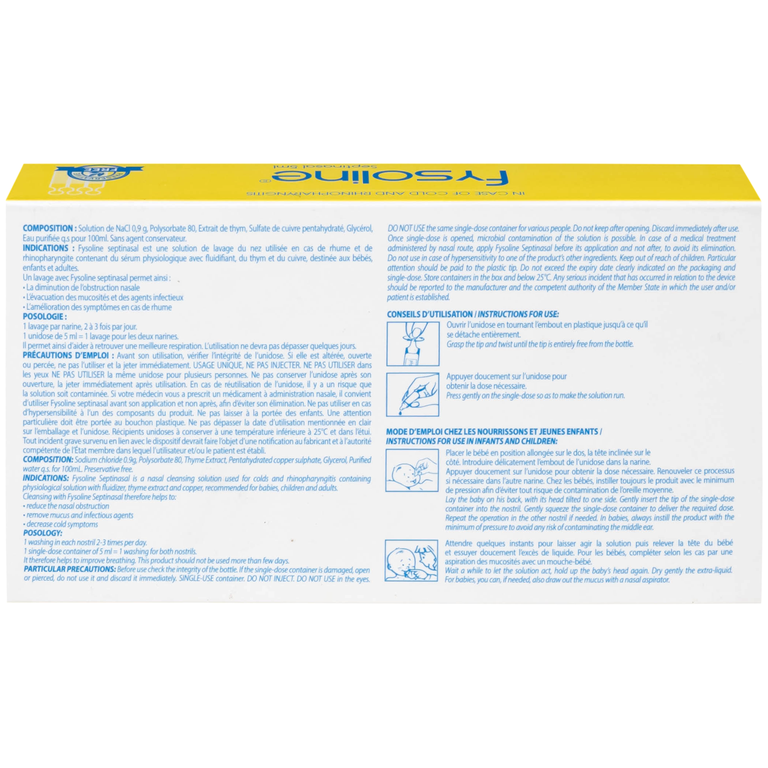 Dung dịch nước muối Fysoline 5ml không chất bảo quản kháng khuẩn (20 ống)