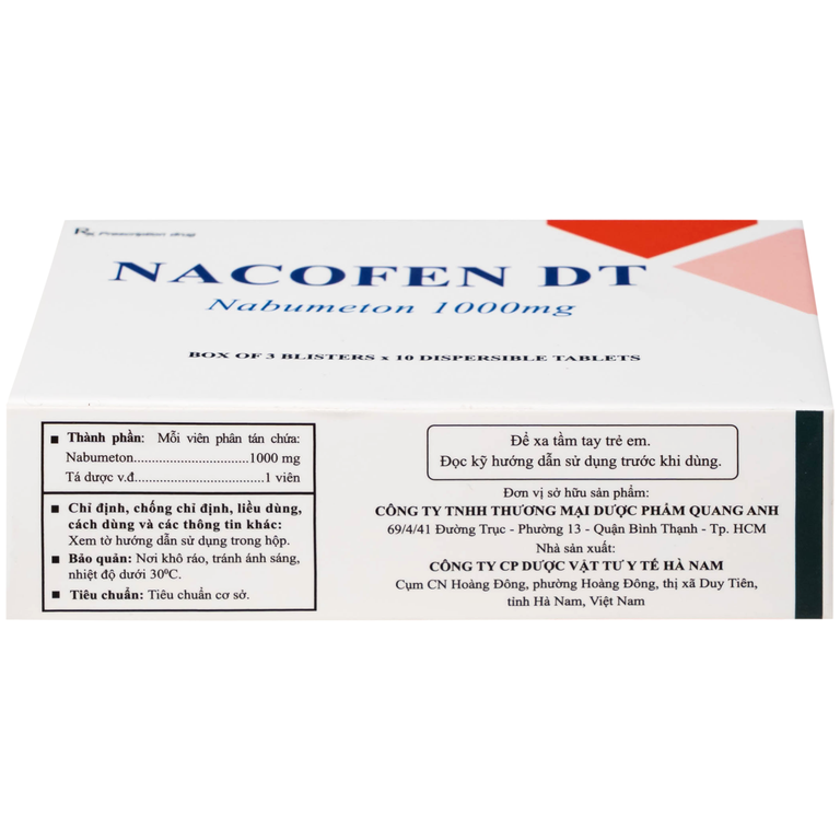 Thuốc Nacofen DT 1000mg Hà Nam điều trị các triệu chứng kéo dài của viêm khớp mạn tính (3 vỉ x 10 viên)
