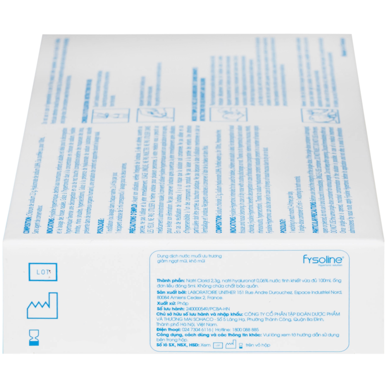 Dung dịch nước muối ưu trương Fysoline 5ml giảm ngạt mũi, khô mũi (20 ống)