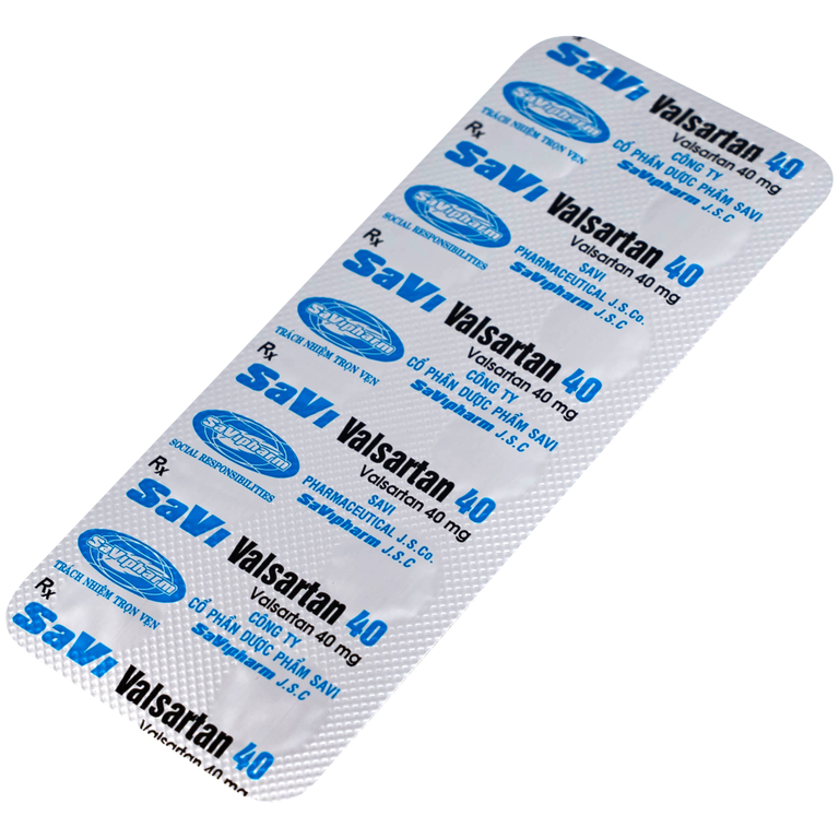 Thuốc SaVi Valsartan 40mg Savipharm điều trị nhồi máu cơ tim, suy tim và tăng huyết áp (3 vỉ x 10 viên)