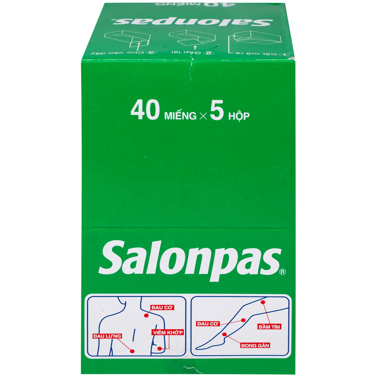 Thuốc Salonpas 6.5cm x 4.2cm Hisamitsu hỗ trợ giảm đau, kháng viêm (5 hộp x 4 gói)