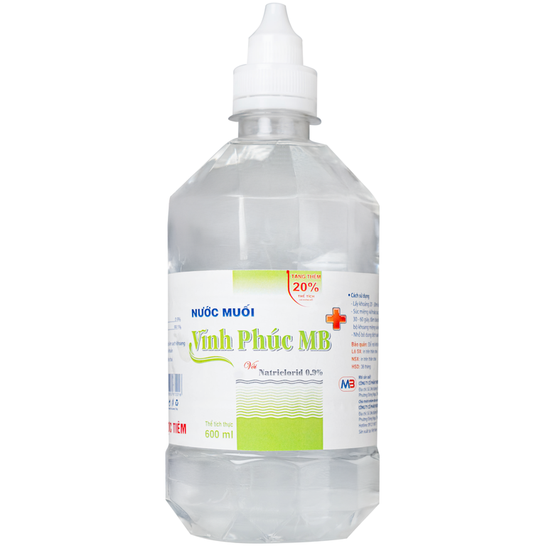 Nước muối Vĩnh Phúc Natriclorid 0.9% Smiles làm sạch răng, khử mùi hôi khoang miệng (600ml)