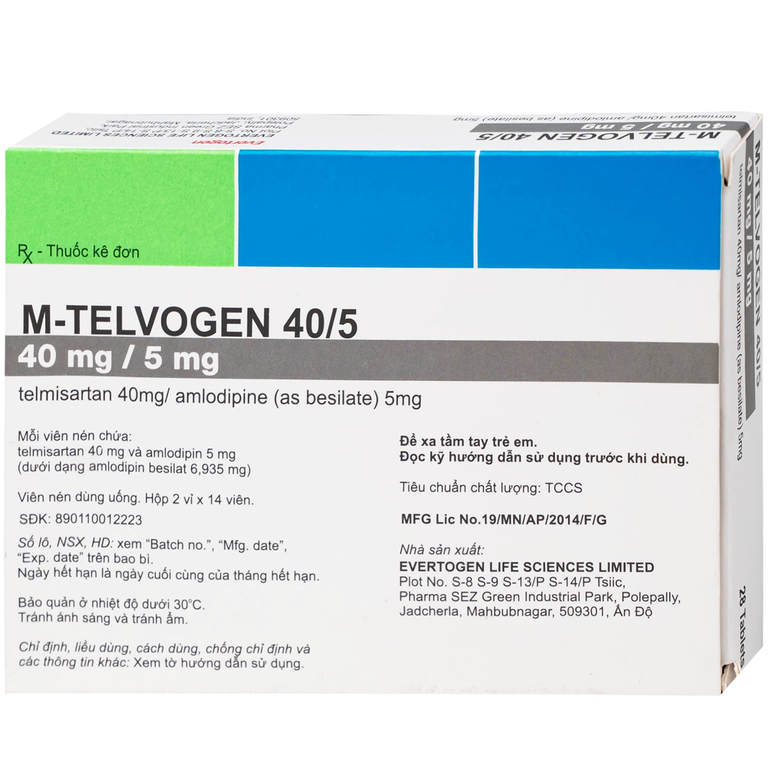 Thuốc M-Telvogen 40/5mg Evertogen điều trị tăng huyết áp (2 vỉ x 14 viên)