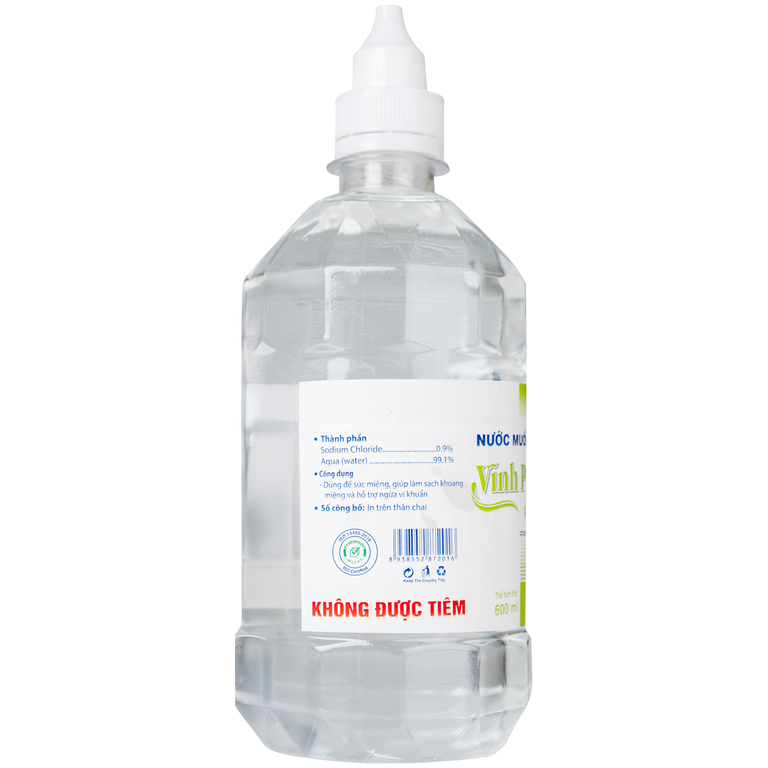Nước muối Vĩnh Phúc Natriclorid 0.9% Smiles làm sạch răng, khử mùi hôi khoang miệng (600ml)