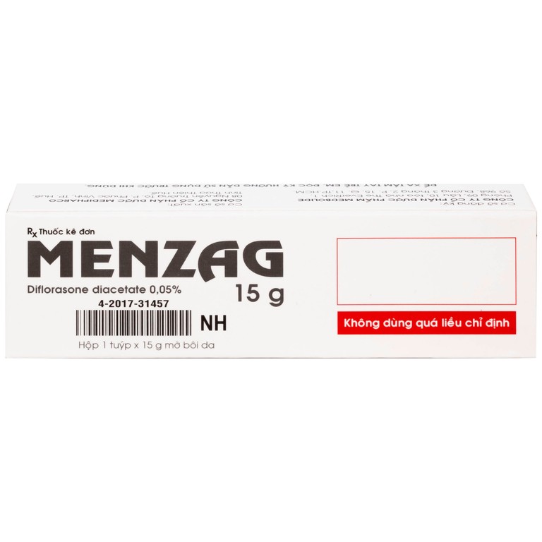 Thuốc mỡ bôi da Menzag 0.05% Medbolide giảm tình trạng viêm và ngứa của bệnh da liễu