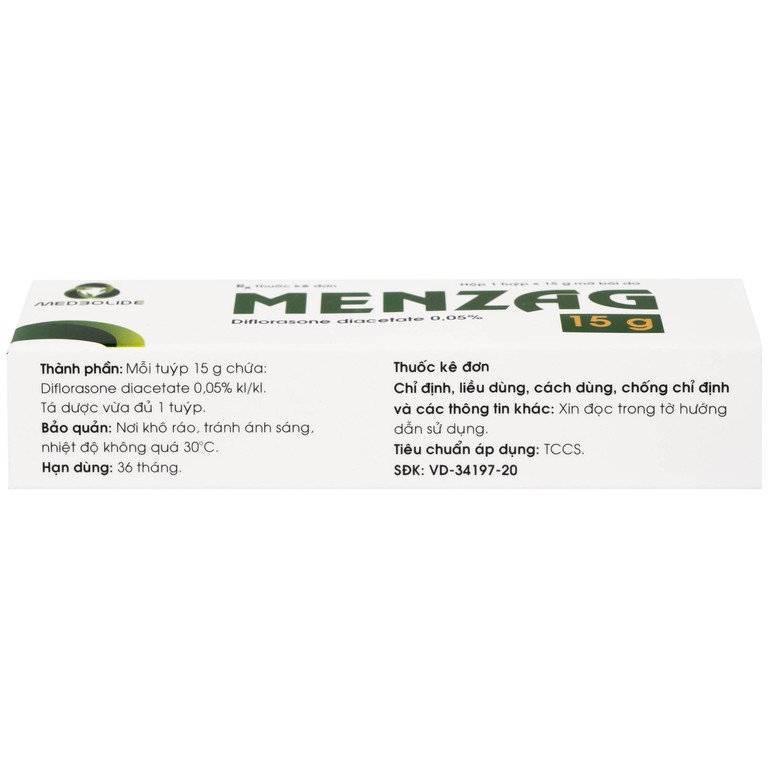 Thuốc mỡ bôi da Menzag 0.05% Medbolide giảm tình trạng viêm và ngứa của bệnh da liễu