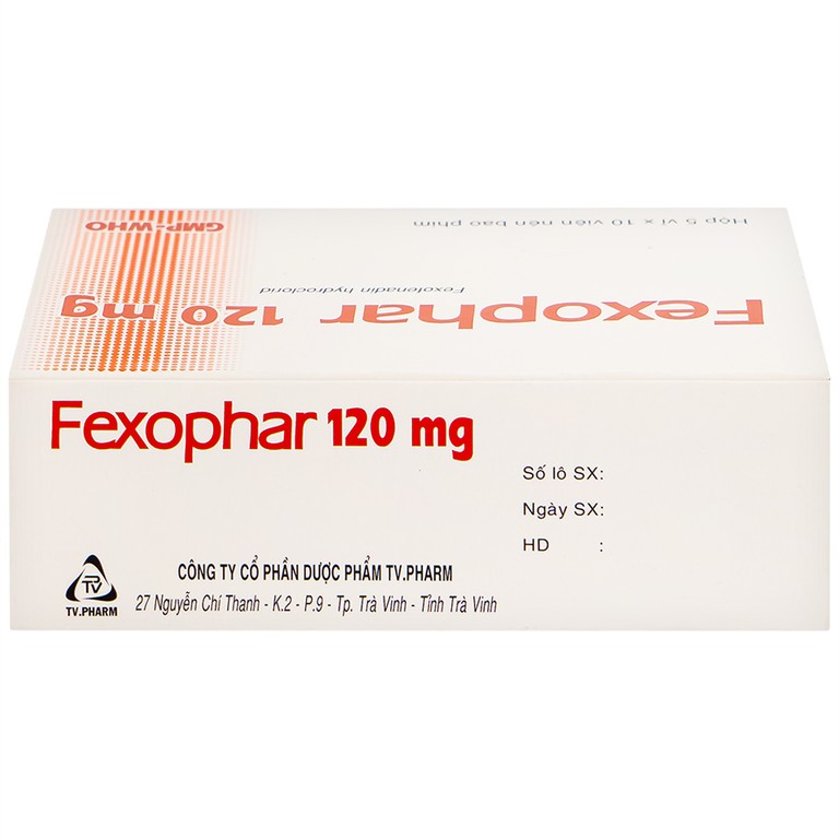 Thuốc Fexophar 120mg TV.Pharm điều trị triệu chứng viêm mũi dị ứng, sổ mũi, hắt hơi, dị ứng da (5 vỉ x 10 viên)