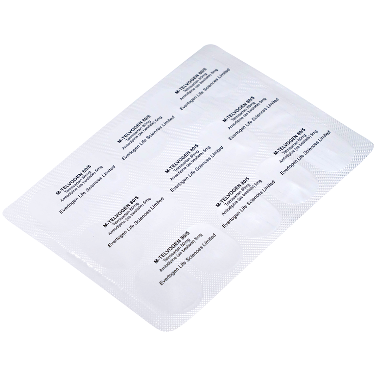Thuốc M-Telvogen 80/5mg Evertogen điều trị tăng huyết áp đơn độc hoặc kết hợp với thuốc khác (2 vỉ x 14 viên)