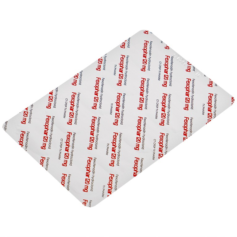 Thuốc Fexophar 120mg TV.Pharm điều trị triệu chứng viêm mũi dị ứng, sổ mũi, hắt hơi, dị ứng da (5 vỉ x 10 viên)