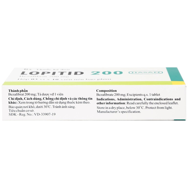 Thuốc Lopitid 200 Hasan điều trị tăng triglycerid máu nặng (3 vỉ x 10 viên)