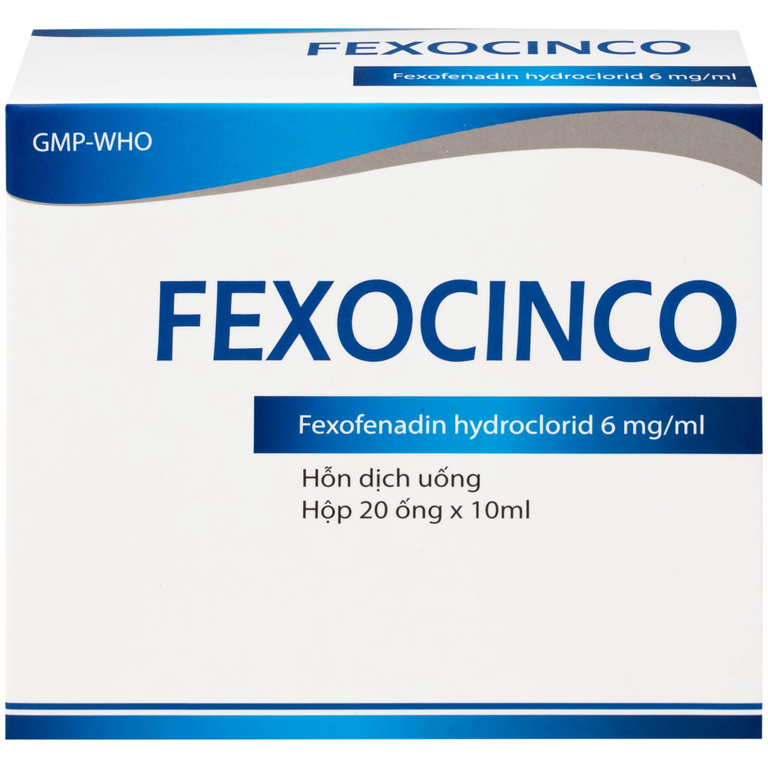 Thuốc Fexocinco 6mg Hà Nam điều trị triệu chứng viêm mũi dị ứng và mày đay mạn tính (20 ống x 10ml)