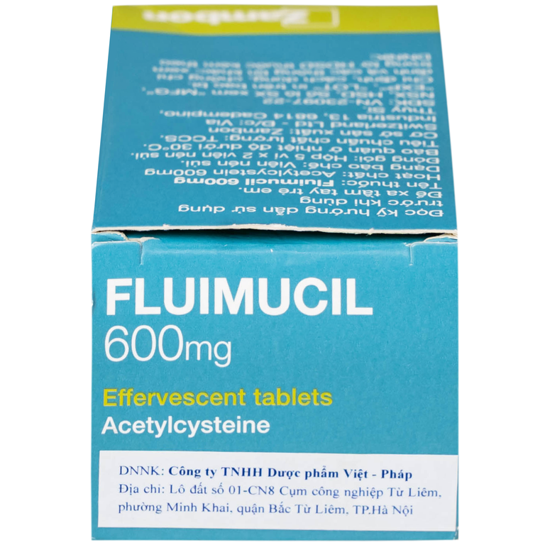 Thuốc Fluimucil 600mg Zambon điều trị bệnh hô hấp kèm tăng tiết đờm nhày (5 vỉ x 2 viên)