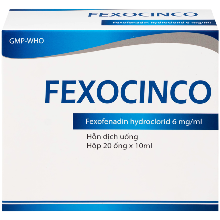 Thuốc Fexocinco 6mg Hà Nam điều trị triệu chứng viêm mũi dị ứng và mày đay mạn tính (20 ống x 10ml)