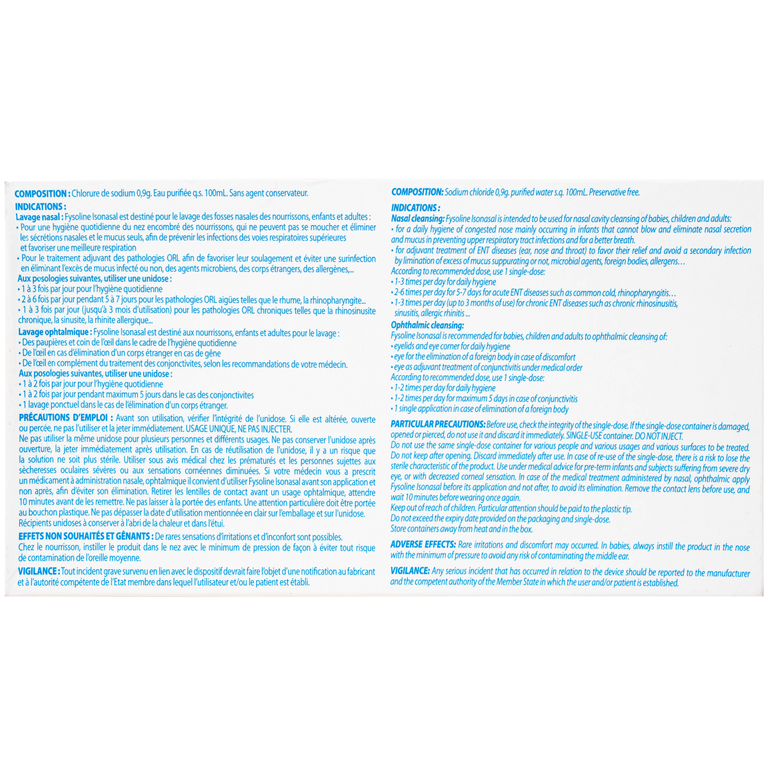 Dung dịch nước muối sinh lý không chất bảo quản Fysoline Gifrer làm sạch mắt, mũi (40 ống)